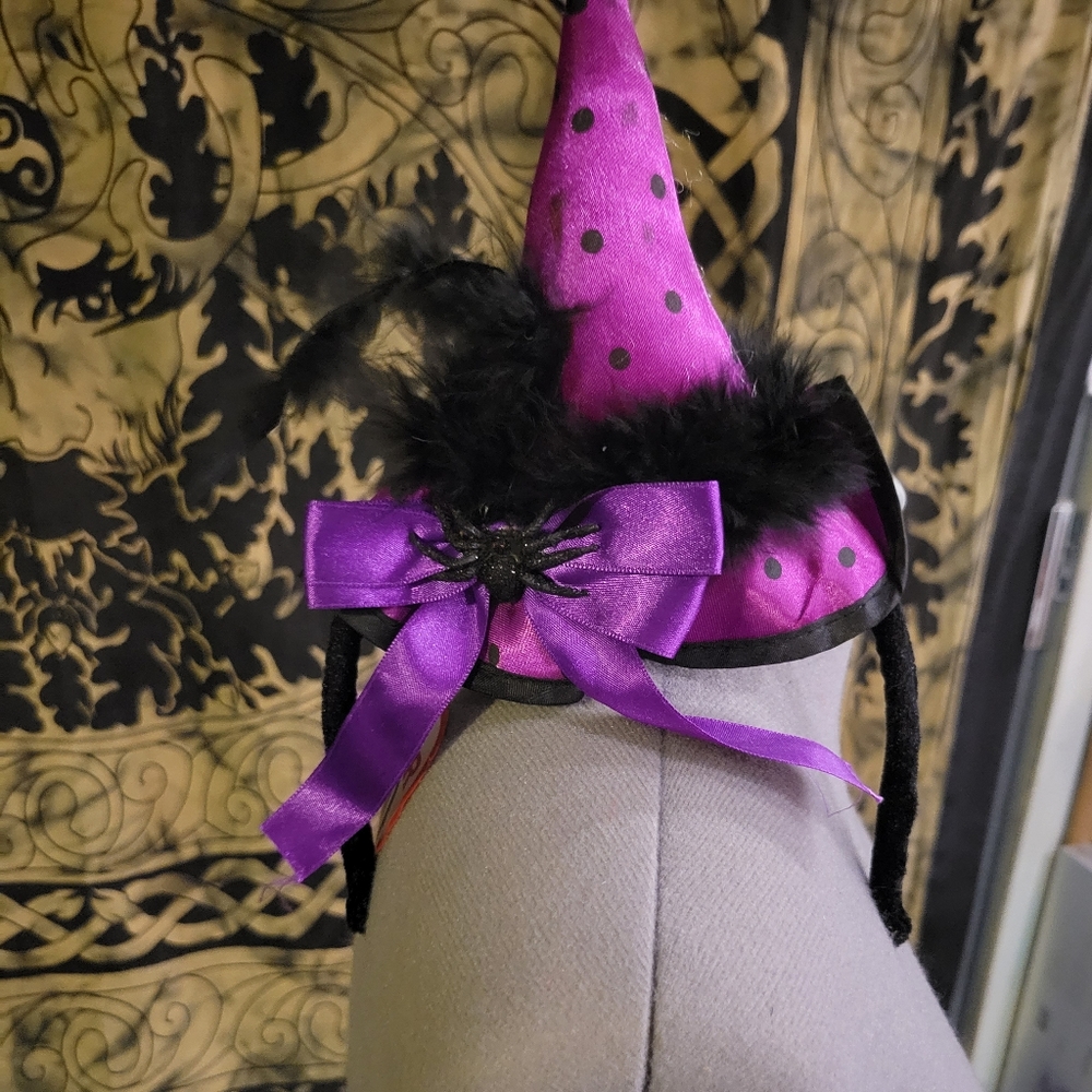 Purple mini witch's hat / headband one size